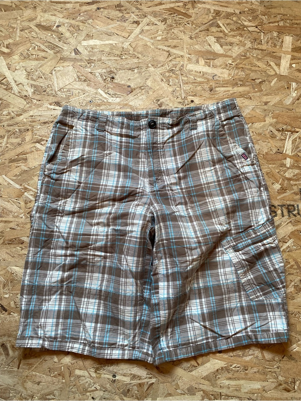 Men's Reebok Plaid Cargo Shorts - Brown & Light Blue